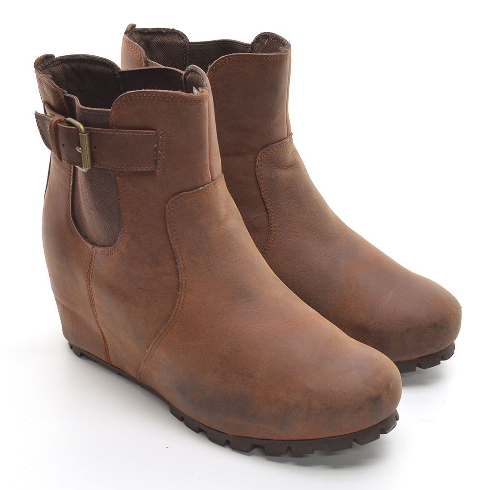 Merrell Brown Leather Wedge Heel  Buckle Boots 39 / 8.5